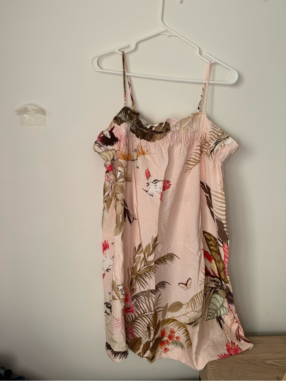 H&M Light Pink Tropical Print Mini Dress